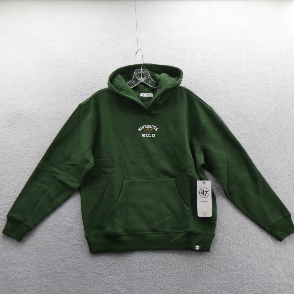 47 Brand Hoodie Womens Small Minnesota Wild Green Embroidered Fleece Cotton